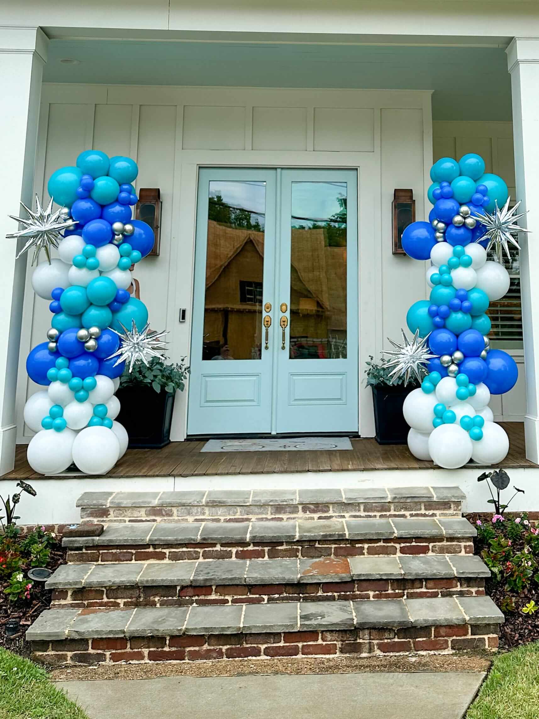 Balloon Decor Atlanta | Blue and White Theme for Kids Birthday Party | Confetti Jar