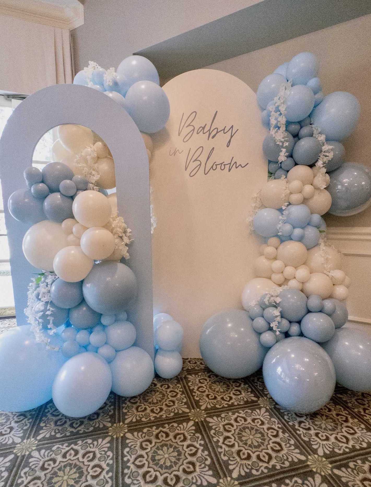 Blue and White Balloon Backdrop for Baby Shower Alpharetta Georgia | Confetti Jar