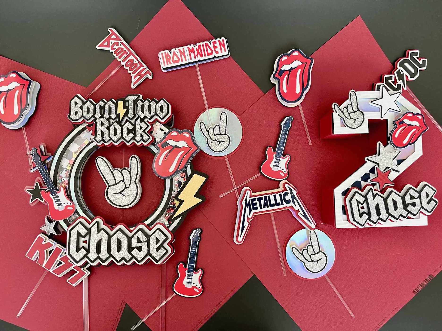 Custom Cake Toppers Atlanta | Born 2 Rock | Confetti Jar