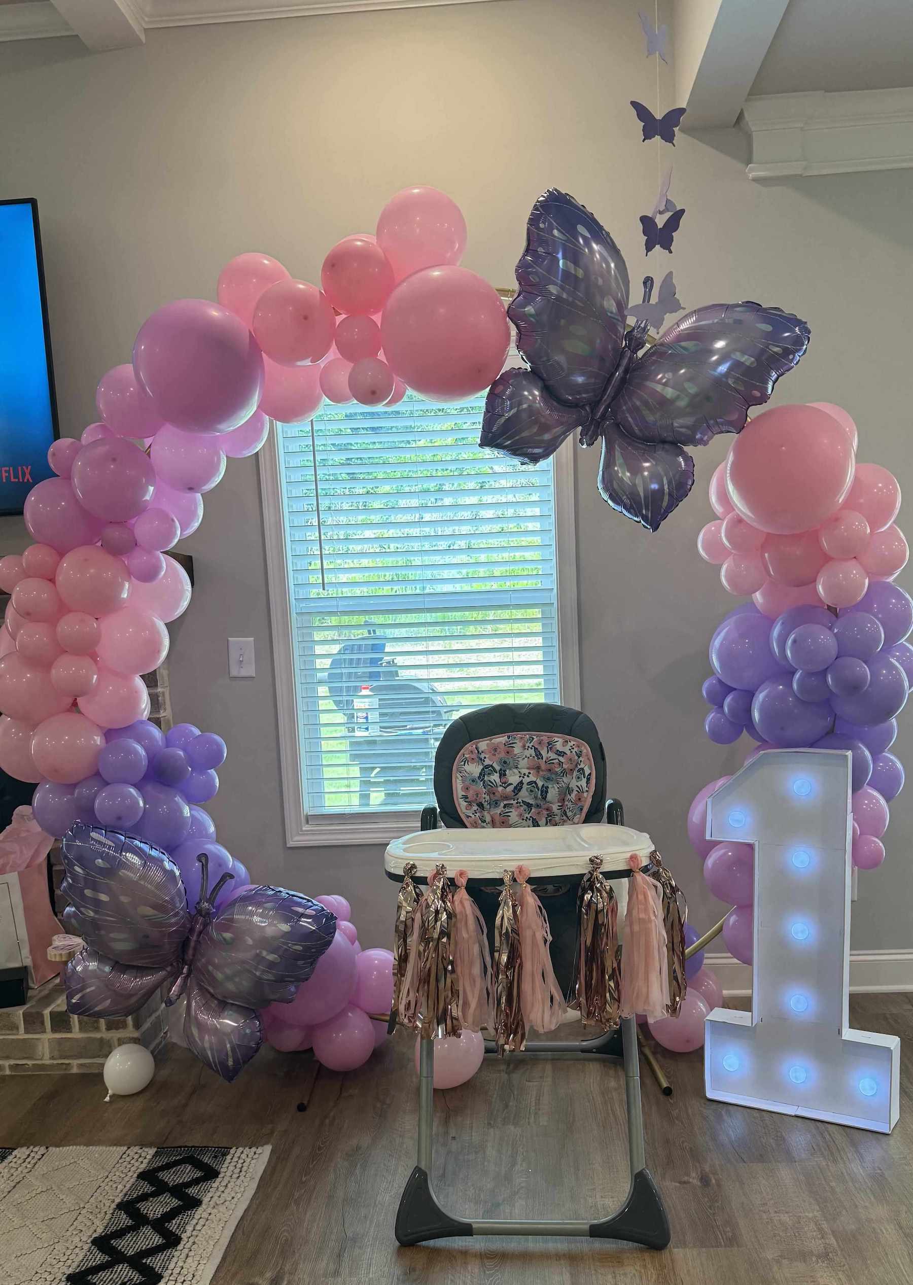 Butterfly Balloon Decor for First Birthday Party | Confetti Jar