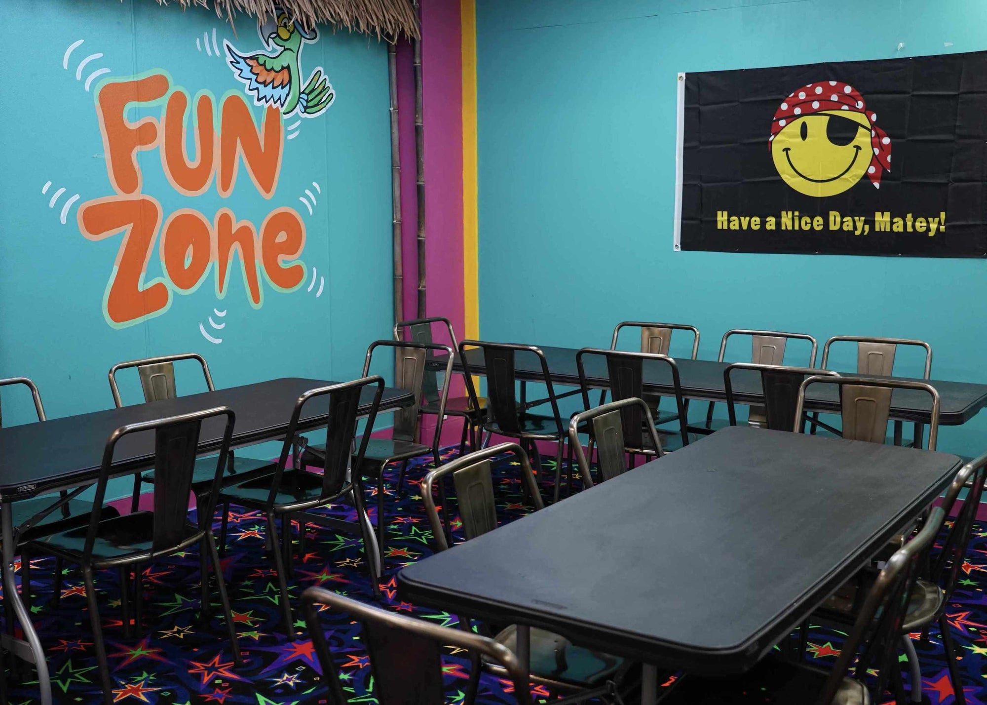 Fun Zone at Freedom Mill Birthday Party Room for Private Party | Confetti Jar