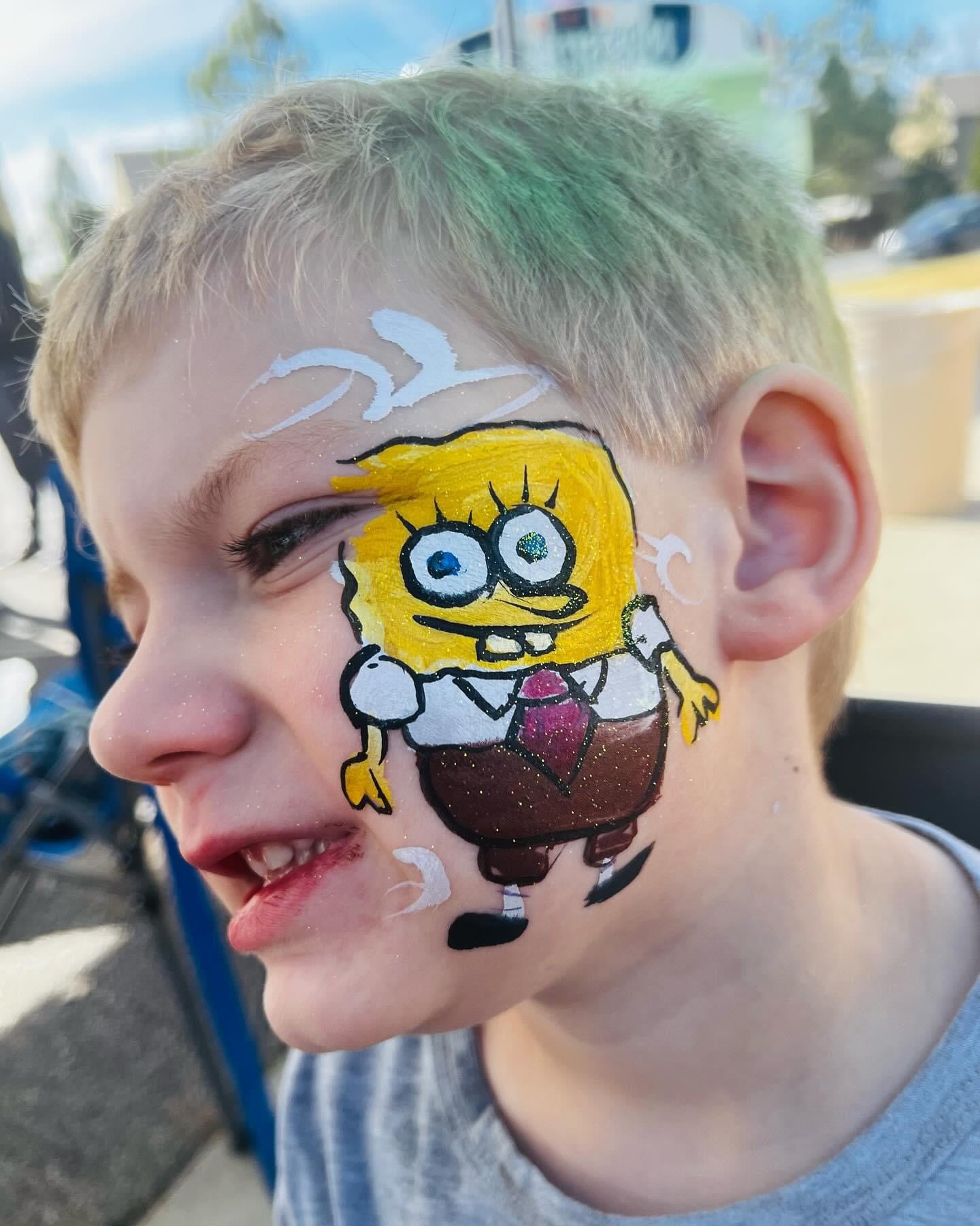 Boy with Spongebob Face Painting | Confetti Jar