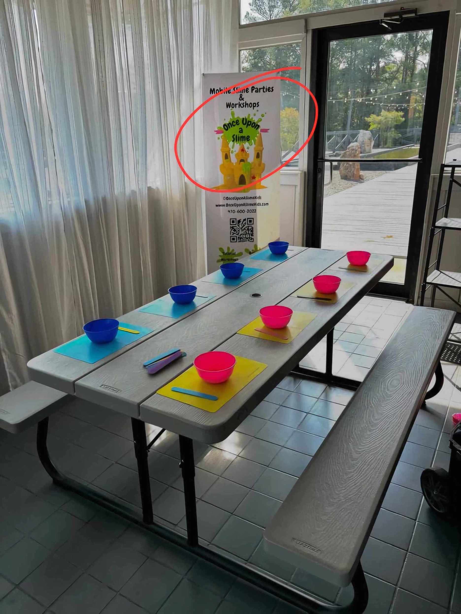 Slime Birthday Party Table Set Up Atlanta | Confetti Jar